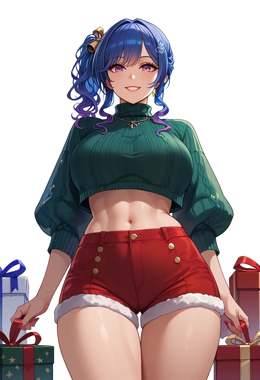 azur_lane,st._louis_(azur_lane),Christmas,red velvet shorts,turtleneck sweater  - 