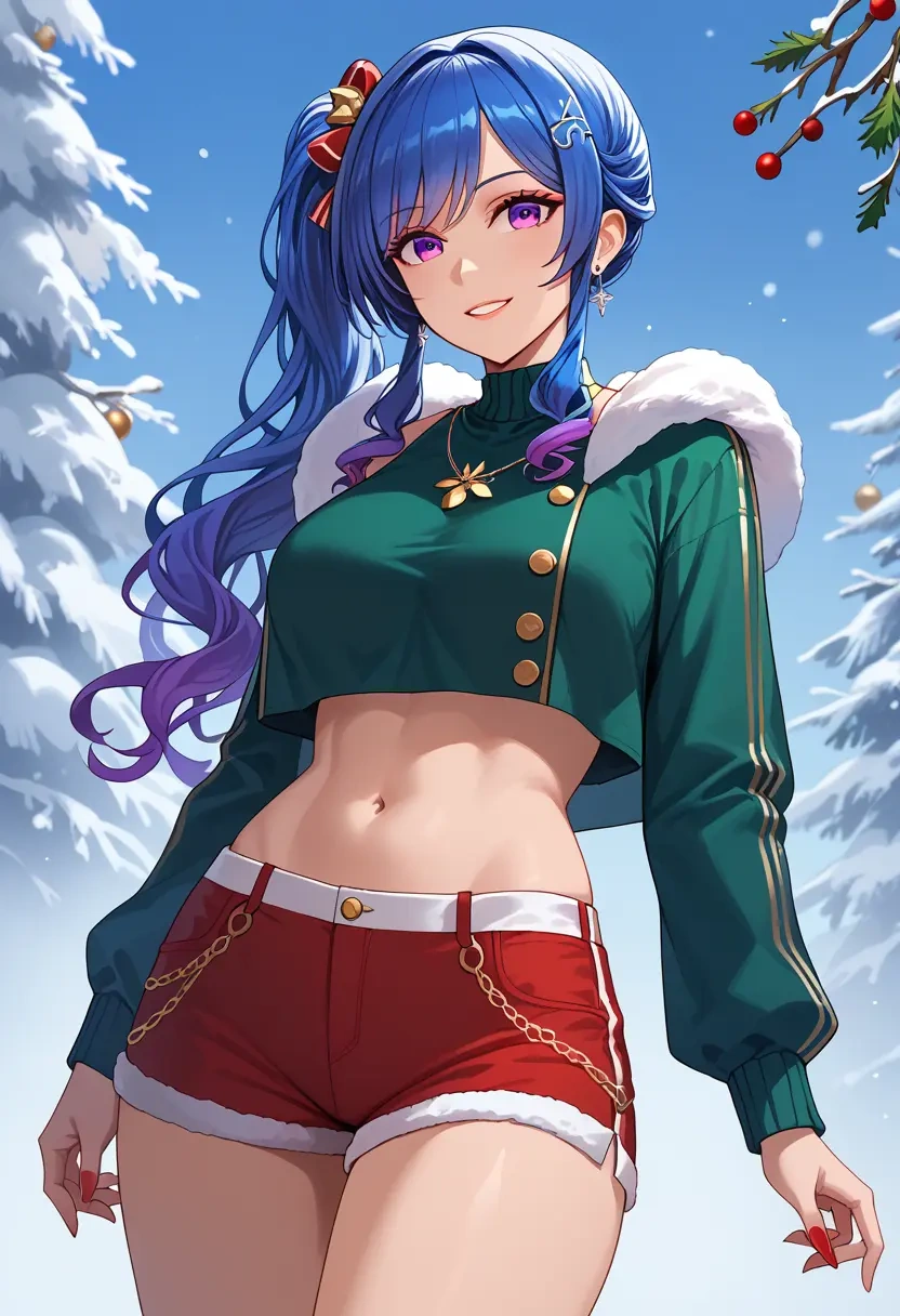 azur_lane,st._louis_(azur_lane),Christmas,red velvet shorts  - 