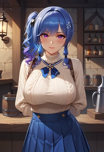 azur_lane,st._louis_(azur_lane),sweater,cropped,pleated midi skirt  - AI generated anime art