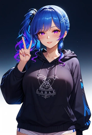 azur_lane,st._louis_(azur_lane),oversized graphic hoodie,thigh-high socks,shorts  - AI generated anime art