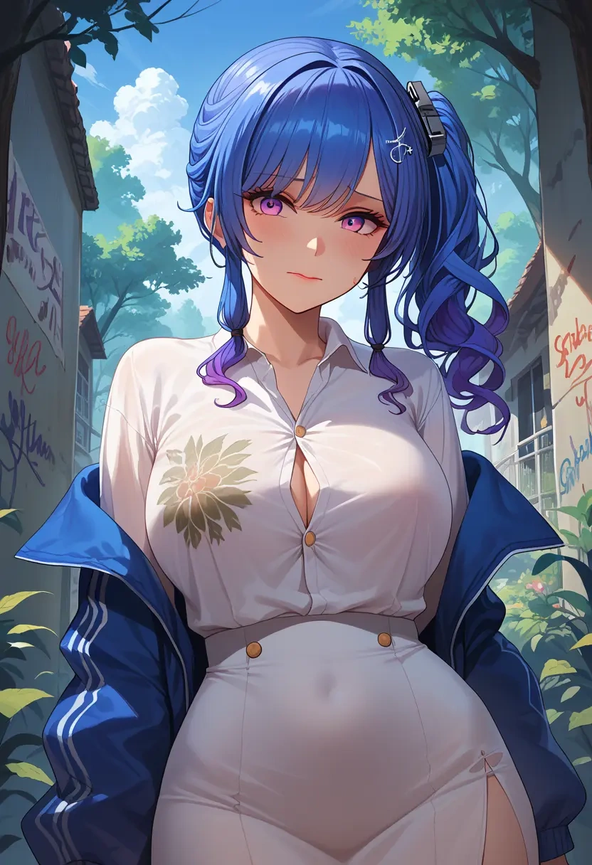 azur_lane,st._louis_(azur_lane),oversized graffiti shirt,dolphin shorts  - 