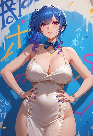 azur_lane,st._louis_(azur_lane),neon graffiti top,dolphin shorts  - AI generated anime art