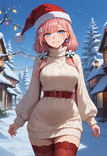 girls_frontline,st_ar-15_(girls_frontline),Christmas,sweater dress,stockings  - AI generated anime art