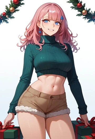 girls_frontline,st_ar-15_(girls_frontline),Christmas,red velvet shorts,turtleneck sweater  - AI generated anime art