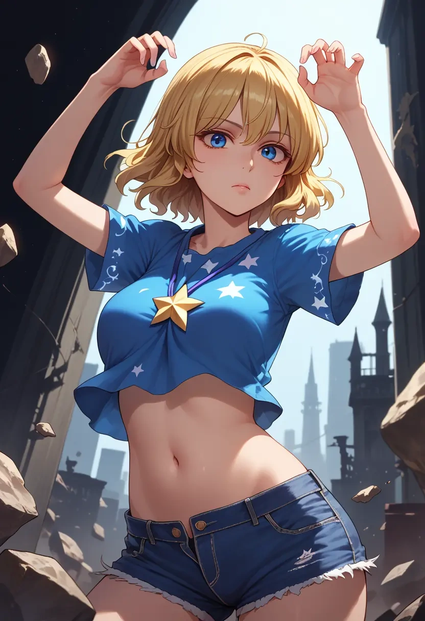 touhou,star_sapphire,denim shorts  - 