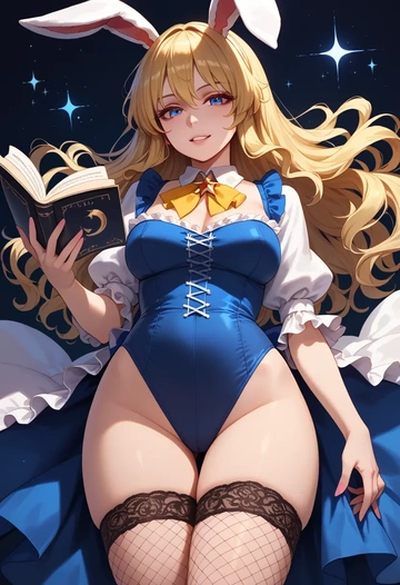 touhou,star_sapphire,bunny girl, sexy,stockings  - AI generated anime art