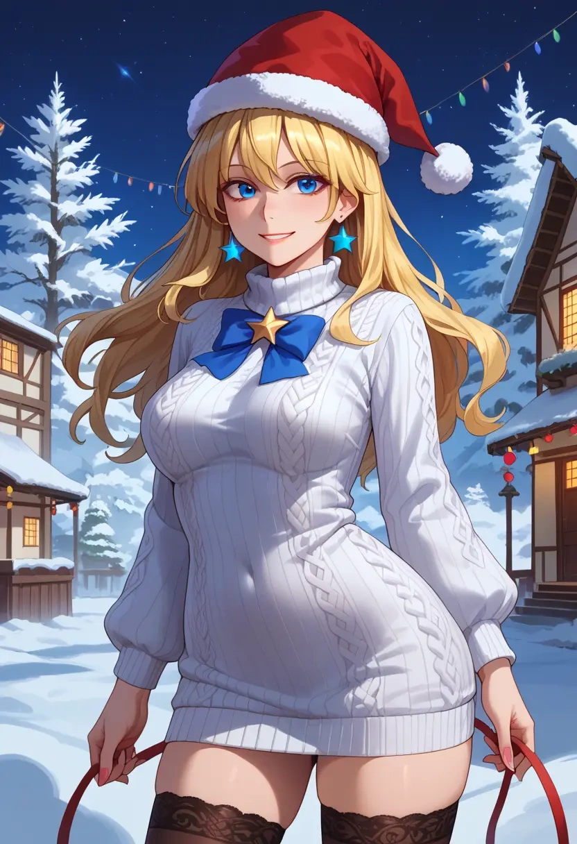 touhou,star_sapphire,Christmas,sweater dress,stockings  - 