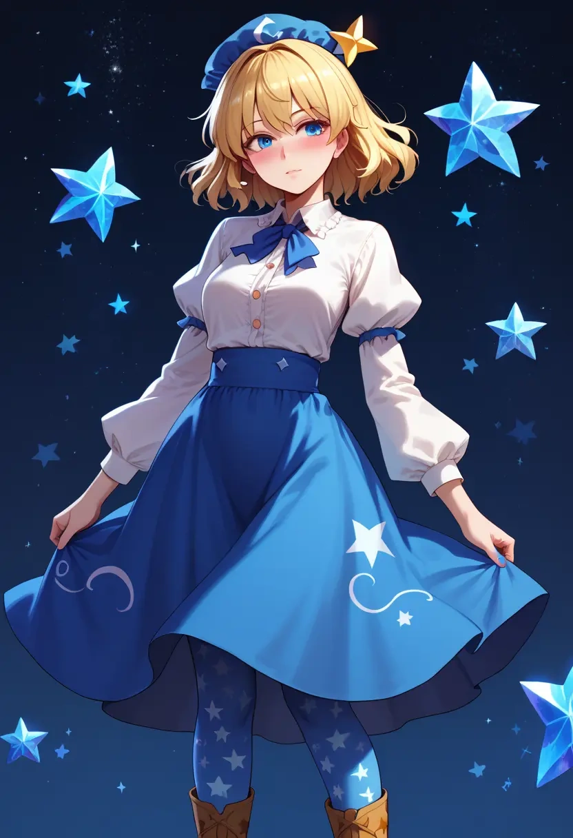 touhou,star_sapphire,shirt dress,belted,stockings  - 