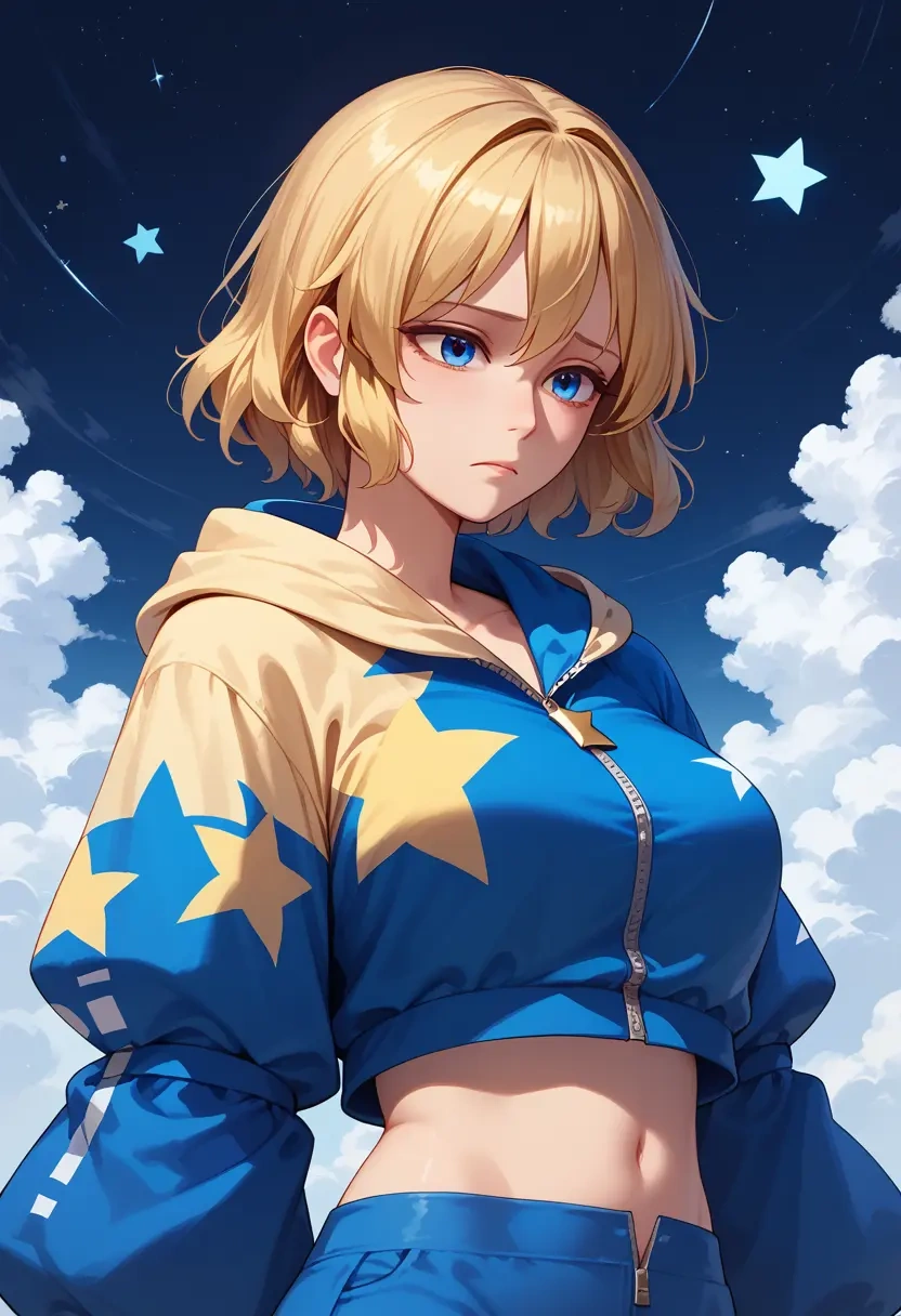 touhou,star_sapphire,crop hoodie,shorts  - 