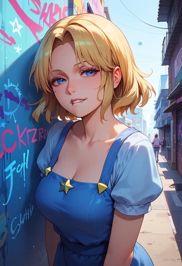 touhou,star_sapphire,neon graffiti top,dolphin shorts  - AI generated anime art