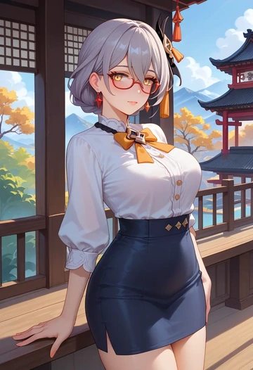 honkai_star_rail,stelle_(honkai_star_rail),OL, glasses,  - AI generated anime art