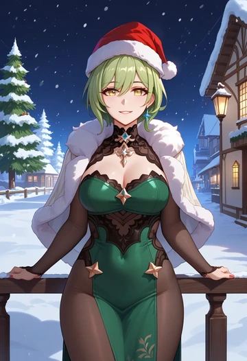 honkai_star_rail,stelle_(honkai_star_rail),Christmas,dress  - AI generated anime art