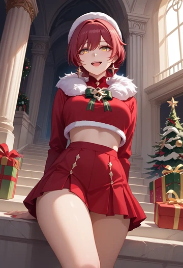 honkai_star_rail,stelle_(honkai_star_rail),Christmas,skirt  - AI generated anime art