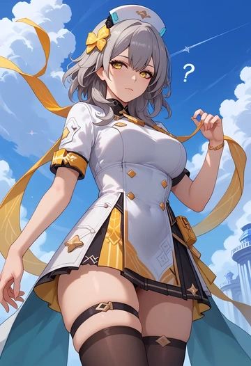 star rail,stelle,nurse pantyhose,mini skirt, sexy  - AI generated anime art