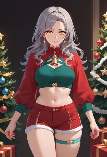 star rail,stelle,Christmas,red velvet shorts  - AI generated anime art