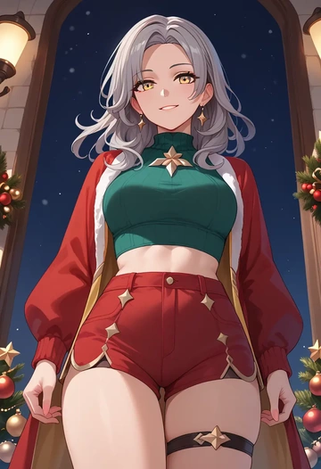 star rail,stelle,Christmas,red velvet shorts  - AI generated anime art