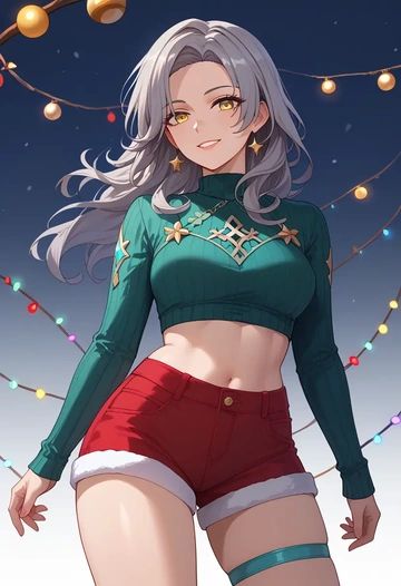 star rail,stelle,Christmas,red velvet shorts  - AI generated anime art