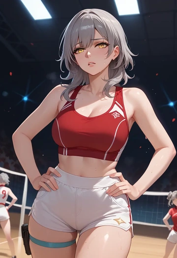 star rail,stelle,volleyball uniform  - AI generated anime art