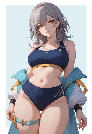 star rail,stelle,tankini top,board shorts  - AI generated anime art