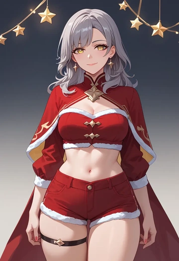 star rail,stelle,Christmas,red velvet shorts  - AI generated anime art