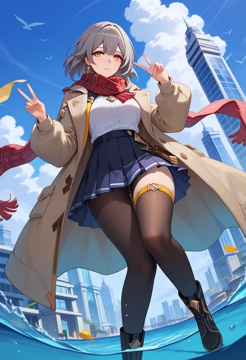 star rail,stelle,winter,student uniform,fur-trimmed coat  - 