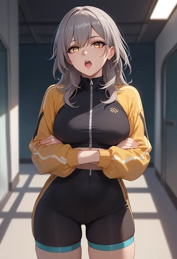 star rail,stelle,athletic,track suit  - AI generated anime art