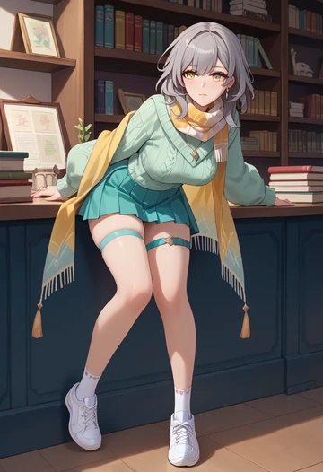 star rail,stelle,spring,student uniform,knit sweater  - AI generated anime art