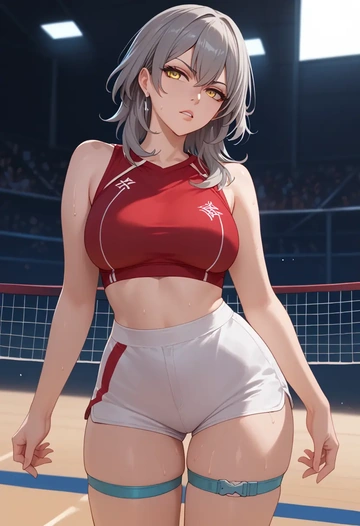 star rail,stelle,volleyball uniform  - AI generated anime art