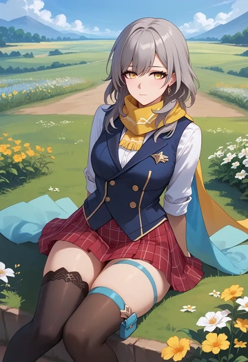 star rail,stelle,winter,student uniform,vest  - AI generated anime art