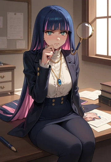 panty_stocking_with_garterbelt,stocking_(psg),detective  - AI generated anime art