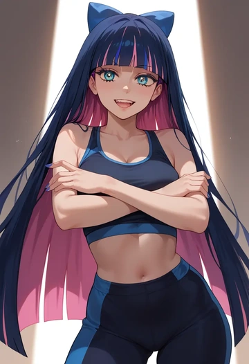 panty_stocking_with_garterbelt,stocking_(psg),athletic,track suit  - AI generated anime art