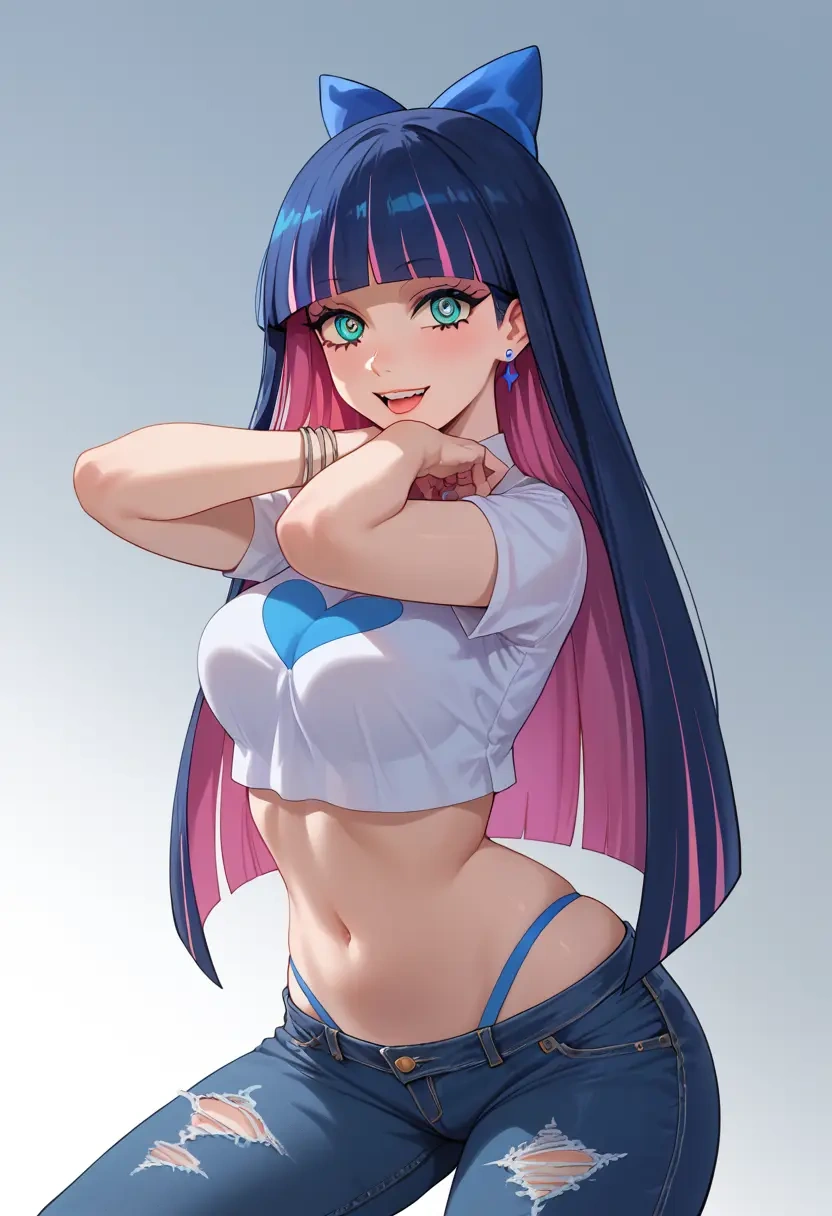 panty_stocking_with_garterbelt,stocking_(psg),crop top  - 