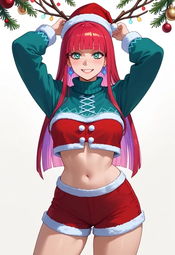 panty_stocking_with_garterbelt,stocking_(psg),Christmas,red velvet shorts  - AI generated anime art