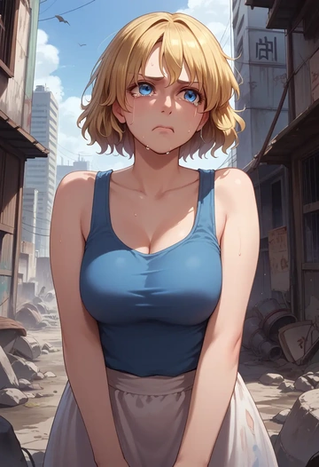 touhou,su_san,tank top,mesh,cycling shorts  - AI generated anime art