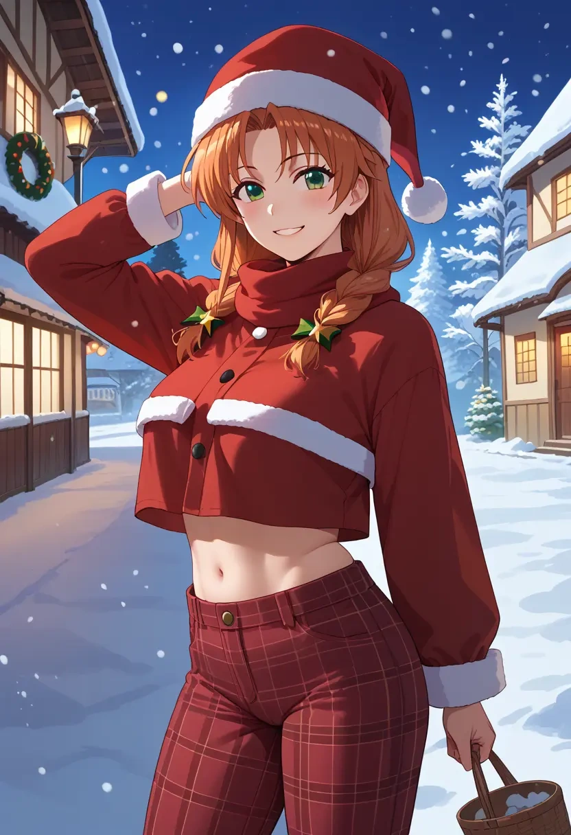 lyrical_nanoha,subaru_nakajima,Christmas,plaid trousers  - 