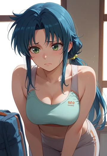 lyrical_nanoha,subaru_nakajima,sports bra,high-waisted leggings  - AI generated anime art