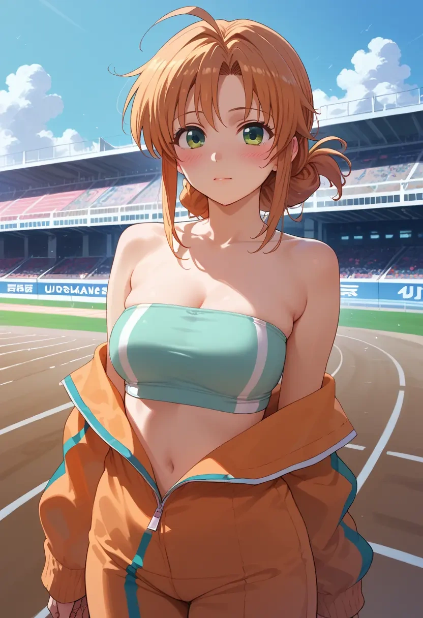 lyrical_nanoha,subaru_nakajima,tube top,jogger shorts  - 