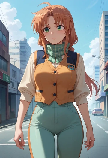 lyrical_nanoha,subaru_nakajima,vest,quilted,jogger pants  - AI generated anime art