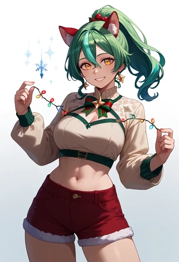 genshin impact,sucrose_(genshin_impact),Christmas,red velvet shorts  - AI generated anime art