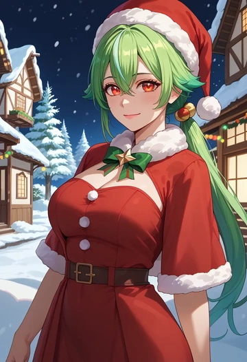 genshin impact,sucrose_(genshin_impact),Christmas,dress  - AI generated anime art