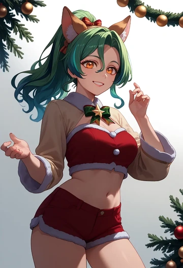 genshin impact,sucrose_(genshin_impact),Christmas,red velvet shorts  - AI generated anime art