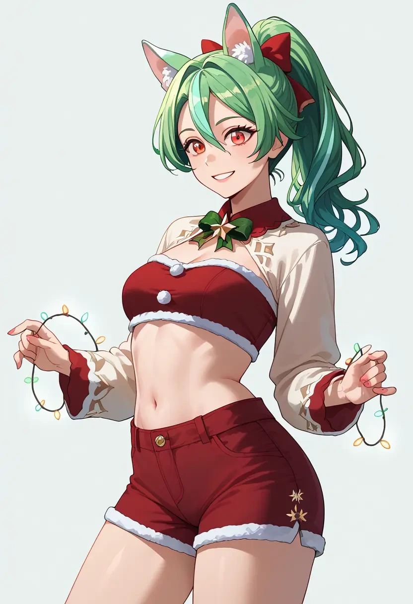 genshin impact,sucrose_(genshin_impact),Christmas,red velvet shorts  - 