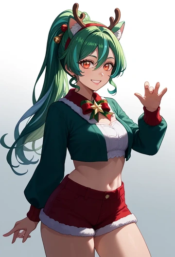 genshin impact,sucrose_(genshin_impact),Christmas,red velvet shorts  - AI generated anime art