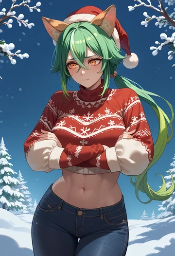 genshin impact,sucrose_(genshin_impact),Christmas  - AI generated anime art