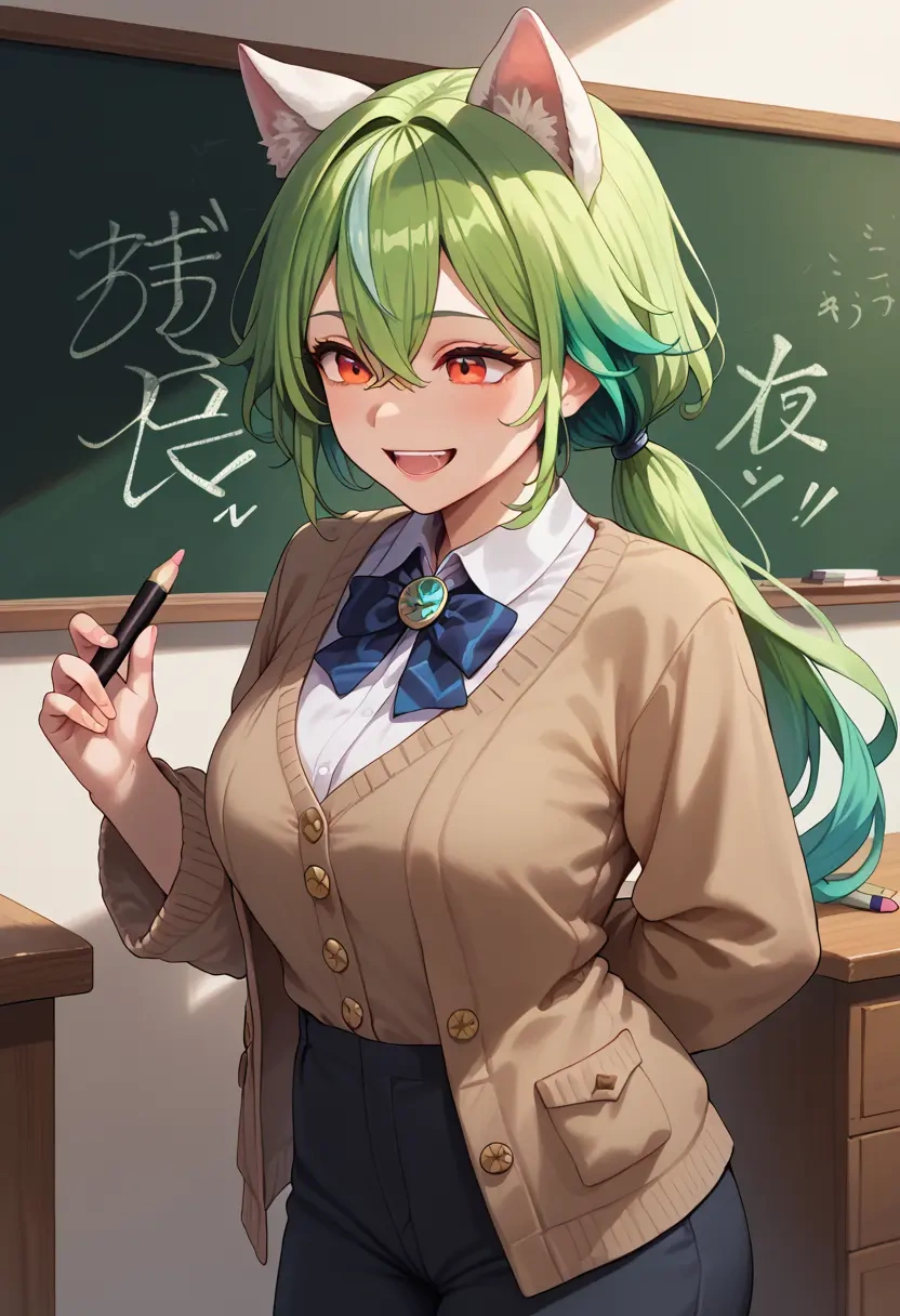 genshin impact,sucrose_(genshin_impact),teacher, sweater  - 