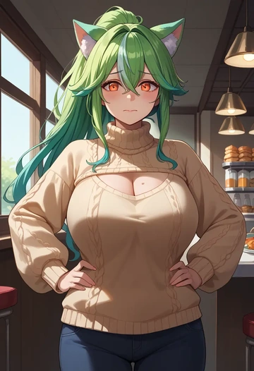 genshin impact,sucrose_(genshin_impact),sweater  - AI generated anime art