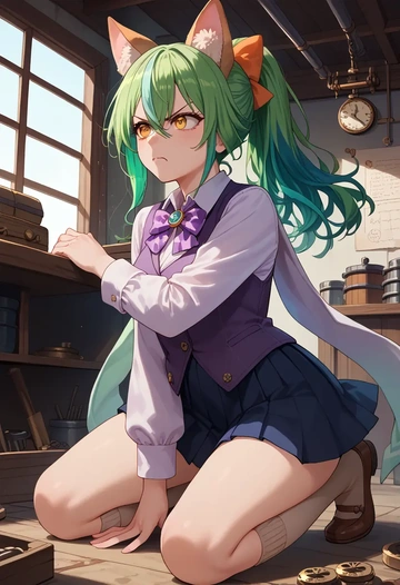 genshin impact,sucrose_(genshin_impact),spring,student uniform,vest  - AI generated anime art