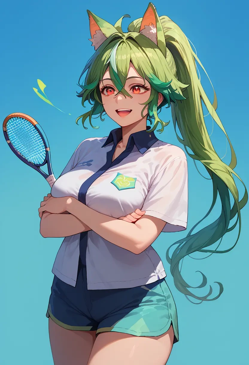 genshin impact,sucrose_(genshin_impact),tennis polo,skort  - 