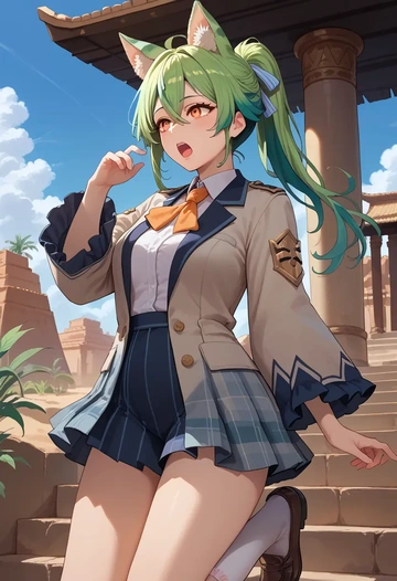 genshin impact,sucrose_(genshin_impact),spring,student uniform,blazer  - AI generated anime art