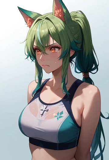 genshin impact,sucrose_(genshin_impact),sports bra,high-waisted leggings  - AI generated anime art